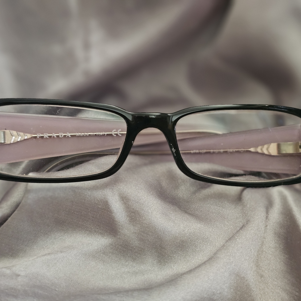 Prada Men's Glasses with Black Frame and Pink Interior